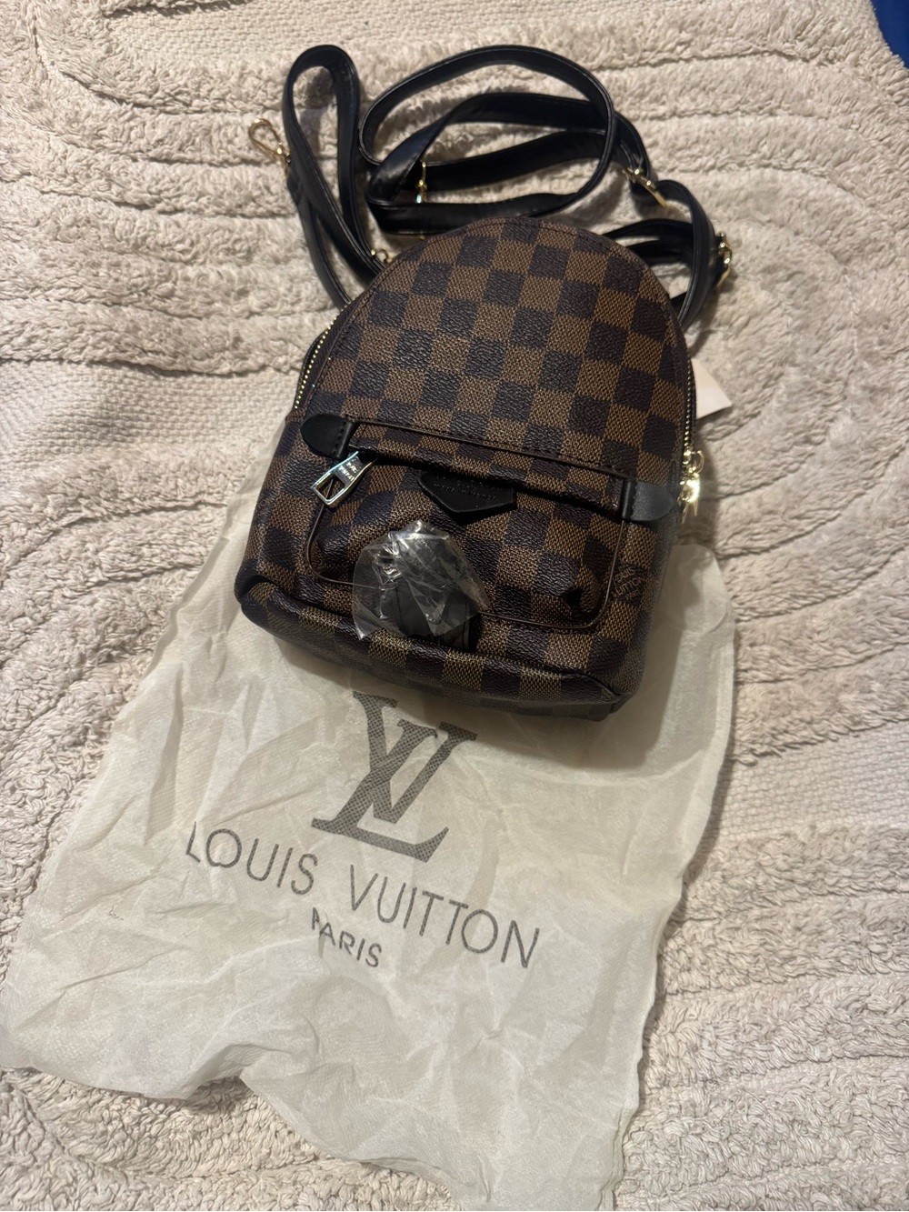 Louis Vuitton Brown Damier Ebene Mini Backpack with Black Straps